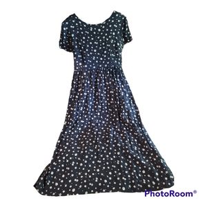 Sostanza Navy Blue Daisy Flower Dress Size Large